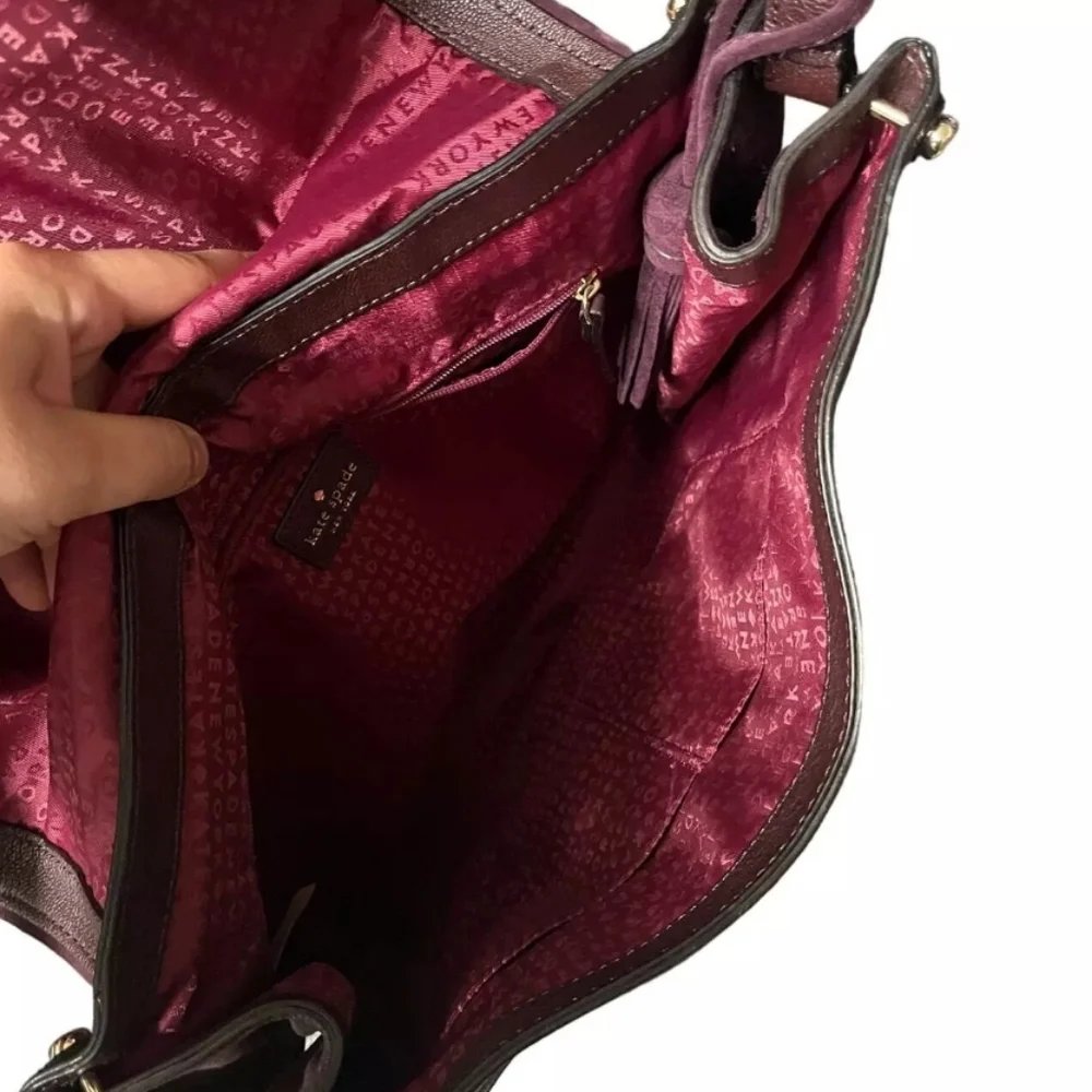 Kate Spade Rianne Pratt Street Burgundy Leather/Suede Tassel Crossbody Handbag